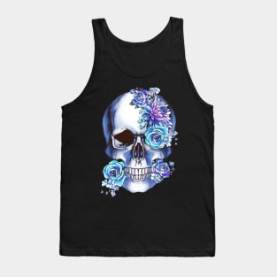 Skull blue flowers Tank Top